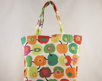 Sac en tissu « pommes colorées » - grand sac en tissu (37 x 28 cm)