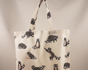 Fabric bag “Waschi Raccoon” - large fabric bag (37 x 28 cm)