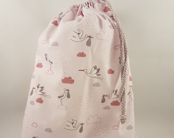 Sac en tissu « Cigogne » – sac de sport pour enfants (37 x 28 cm)