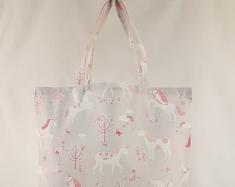 Stoffen tas "Eenhoorns" - grote stoffen tas (37 x 28 cm)