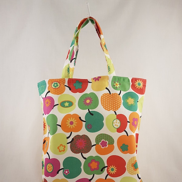 Stoffbeutel „bunte Äpfel“ - große Stofftasche (37 x 28 cm)