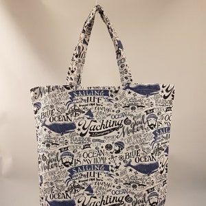 Stoffbeutel „Ahoi“ - große Stofftasche (35 x 27 cm)