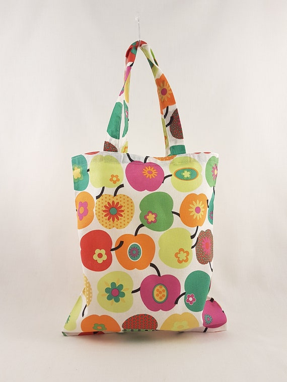 Bolsa de tela manzanas de colores - bolsa de tela pequeña (27 x 23 cm)