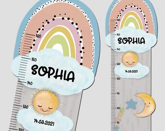 PERSONALISIERTE Kindermesslatte Kinderzimmer Messlatte Kinder Taufe Geschenk Baby Geburtsgeschenke Maßlatte Regenbogen Hartschaum Platte