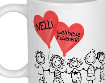 Erzieherin Kindergärtnerin Abschied Geschenk Tasse