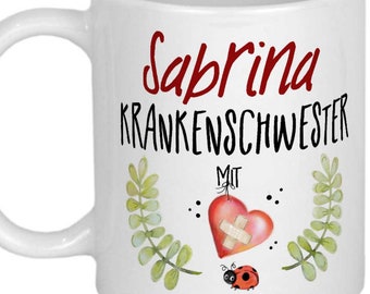 Krankenschwester Geschenk PERSONALISIERTE Geschenke Tasse Dankeschön Danksagung