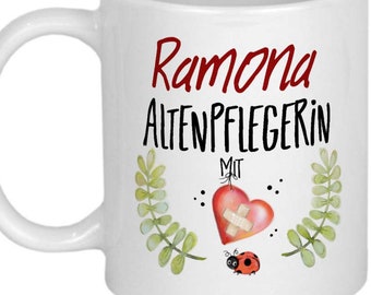 Altenpflegerin Geschenk PERSONALISIERTE Geschenke Tasse Dankeschön Danksagung Betreuung Pflegepersonal