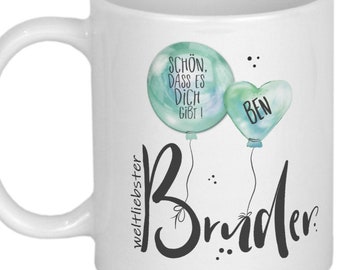 Geschenk für Bruder, Geschenkidee Tasse mit Name, Geschenke für Männer, Becher mit Spruch