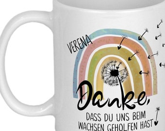 Abschied Kindergarten Abschiedsgeschenke Erzieherin Geschenk Tasse mit Namen Dankeschön Kita Tagesmutter Geschenkidee Erzieher Regenbogen