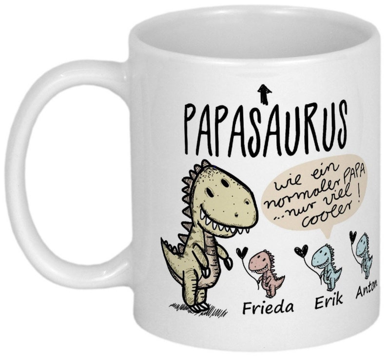 Geschenke für Papa Tasse mit Kindern Geburtstagsgeschenk Vater Weihnachtsgeschenk Geschenkidee Vatertagsgeschenke personalisiert PAPASAURUS® image 1