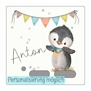 Personalisierte Schutzfolie für die Toniebox - Zubehör, Tonie Folie als Geburtstagsgeschenk, Weihnachtsgeschenk, Kindergeschenk, Pinguin