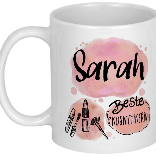 Dankeschön Kosmetikerin Geschenk Kosmetiker Geschenkideen personalisierte Tasse mit Namen Danksagung Weihnachtsgeschenk Geburtstagsgeschenk