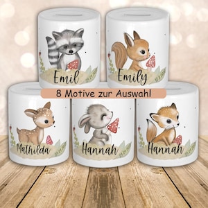 Spardose personalisiert Geschenk zur Geburt Waldtiere Sparschwein Geldgeschenk Sparbüchse Weihnachten Weihnachtsgeschenk Geburtstagsgeschenk