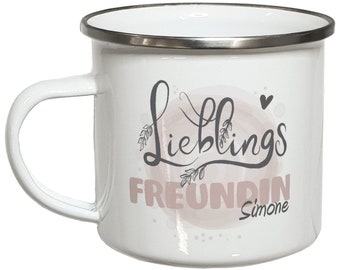 Personalisierte Geschenke für Freundinnen Tasse mit Namen Lieblingsfreundin Weihnachtsgeschenk BFF Geburtstagsgeschenk Emailletasse