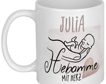 Dankeschön Hebamme Geschenk Hebammen Geschenkideen personalisierte Tasse mit Namen Spruch Danksagung Abschied Abschiedsgeschenk originell