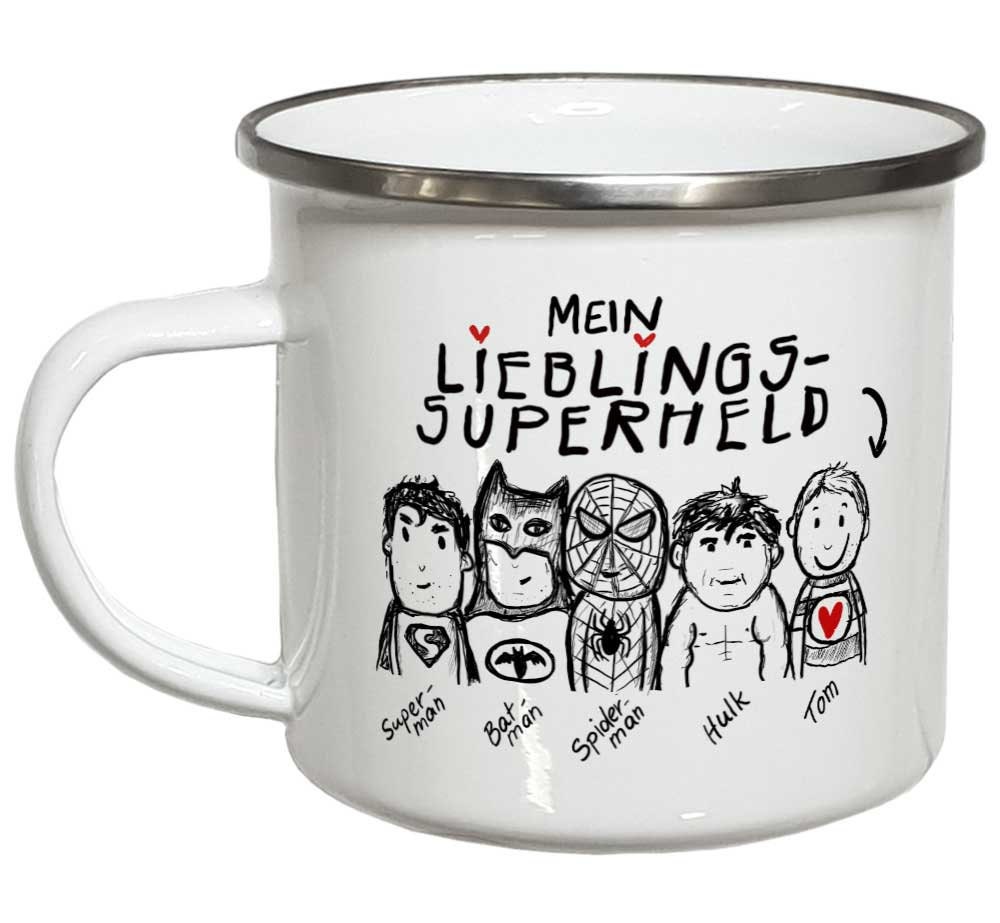Emaille Becher Superhelden Campingtasse Emailletasse Männergeschenke …