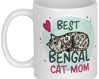 Bengal Katze Tasse mit Spruch best cat mom Katzenmama Becher mit Katzenmotiv Geschenke für Katzenliebhaber Geschenkideen für Frauen