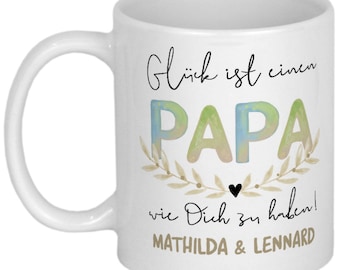 Mama Geschenk Papa Tasse mit Namen Emailletasse Keramiktasse personalisiert Geburtstagsgeschenk Eltern Weihnachtsgeschenk Muttertag Vatertag