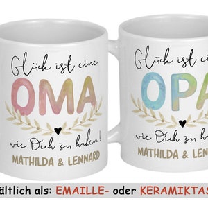 Oma Geschenk Opa Tasse mit Namen Emailletasse oder Keramiktasse personalisiert Geburtstag Großeltern Weihnachtsgeschenk Geburtstagsgeschenk