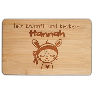 Wooden board with engraving children&#39;s breakfast board personalized snack board rabbit cutting board gift birthday boy Christmas girl