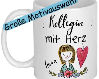 Tasse Kollegin Geschenk PERSONALISIERT mit Namen und MOTIVAUSWAHL Geschenkidee Geburtstagsgeschenk Arbeitskollegin mit Herz