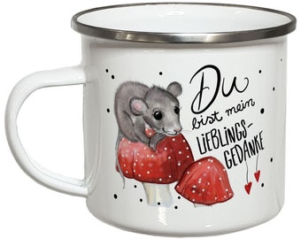 Emaille Becher Maus Emaille Tasse mit Spruch Geschenk Sprüche Campingbecher Liebe Valentinstag Jahrestag