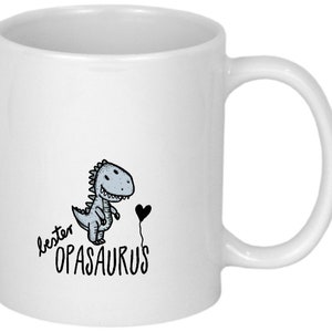 Lustige Geschenke für Opa Tasse mit Namen von Enkeln Geburtstagsgeschenk Weihnachtsgeschenk Geschenkideen personalisiert Becher mit Dino Bild 3