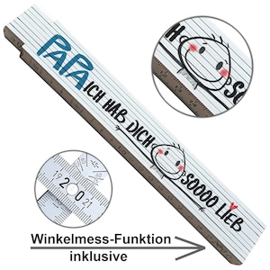 Zollstock Papa Geschenk zweiseitig bedruckt Geburtstagsgeschenk Weihnachtsgeschenk Vatertagsgeschenk Meterstab mit Winkelmesser