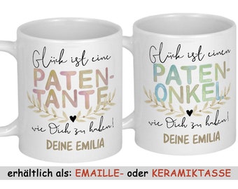 Patentante Geschenk Patenonkel Tasse mit Namen Emailletasse o. Keramiktasse personalisiert Geburtstag Weihnachten Geburtstagsgeschenk