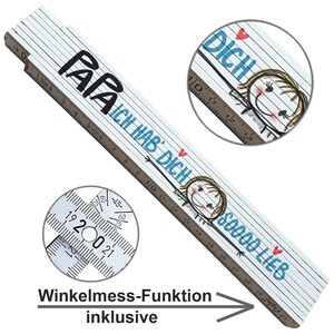 Zollstock Papa Geschenk von Tochter 2seitig bedruckt Geburtstagsgeschenk Weihnachtsgeschenk Vatertagsgeschenk 2m Meterstab mit Winkelmesser