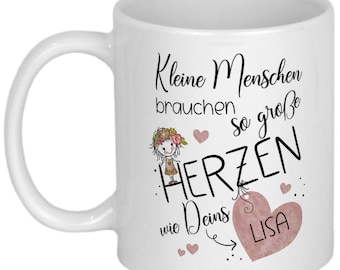 Abschiedsgeschenk Erzieherin Geschenk Kindergärtnerin Tagesmutter Tasse mit Spruch Kita Erzieher Geschenkidee kleine Menschen Dankeschön