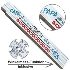 Zollstock mit Spruch Papa Geschenk 2seitig bedruckt Geburtstagsgeschenk Weihnachtsgeschenk Vatertagsgeschenk Meterstab mit Winkelmesser