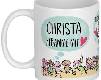 Danke Geschenk Hebamme mit Herz Hebammen Geschenke Tasse mit Namen personalisiert Becher mit Spruch Dankeschön