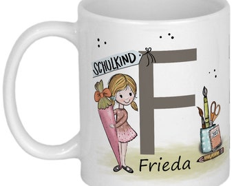 Einschulung Geschenk Schulkind Tasse mit Namen personalisiert Geschenkideen Schulanfang Einschulungsgeschenke Mädchen oder Junge