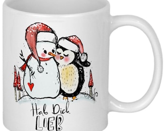 Pinguin Schneemann Tasse