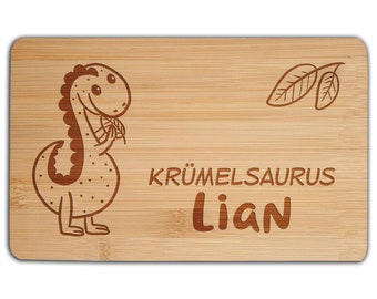 Holzbrett mit Gravur Kinder Frühstücksbrett personalisiert Vesperbrett Dino Schneidebrett Geschenk Geburtstag Junge Weihnachten Dinosaurier