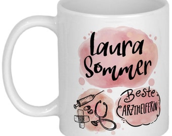 Dankeschön für Arzthelferin Geschenk Arzthelferinnen Geschenkideen personalisierte Tasse mit Namen Danksagung Weihnachtsgeschenk Geburtstag