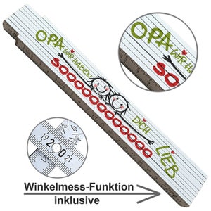 Zollstock mit Spruch Opa Geschenk 2seitig bedruckt Geburtstagsgeschenk Weihnachtsgeschenk Meterstab mit Winkelmesser wir haben dich lieb