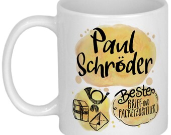 Dankeschön Brief u. Paketzusteller Geschenk Paketzustellerin Geschenkideen personalisierte Tasse mit Namen Danksagung Weihnachten Geburtstag