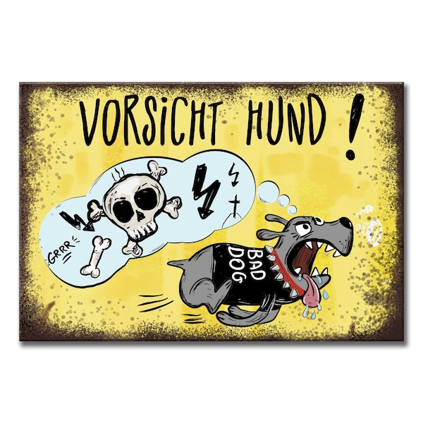 Warnschild Hund Schilder Hundeschilder Vorsicht bissig Alu-Verbund 20 x 30 cm