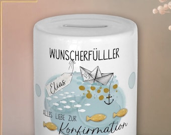 personalisierte Spardose Konfirmation Geschenk Geldgeschenk Wunscherfüller Kinderspardose Sparbüchse Konfirmationsgeschenk