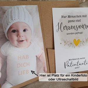 Geschenk Patentante fragen Tasse Überraschungskarte personalisiert Taufpatin Geschenkidee von Patenkind Tolle Ideen originelle Karte Bild 4