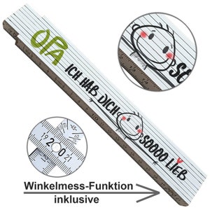 Zollstock Opa Geschenk zweiseitig bedruckt Geburtstagsgeschenk Weihnachtsgeschenk Meterstab mit Winkelmesser