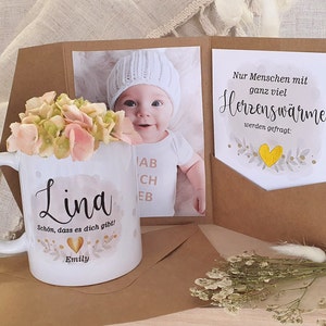 Geschenk Patentante fragen Tasse Überraschungskarte personalisiert Taufpatin Geschenkidee von Patenkind Tolle Ideen originelle Karte Bild 1