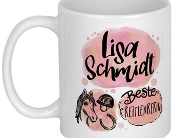 Dankeschön Reitlehrerin Geschenk Reitlehrer Geschenkideen personalisierte Tasse mit Namen Danksagung Weihnachtsgeschenk Geburtstagsgeschenk