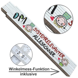 Zollstock Opa Geschenk mit Spruch zweiseitig bedruckt Geburtstagsgeschenk Weihnachtsgeschenk Meterstab mit Winkelmesser