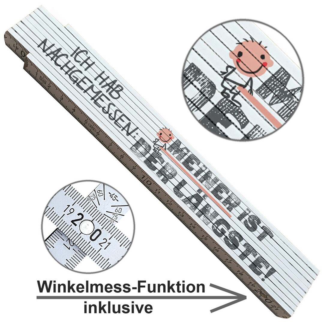 Zollstock mit Spruch Handwerker Geschenk für Freund zweiseitig bedruckt