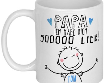 Papa Geschenk Tasse mit Namen personalisiert Weihnachtsgeschenk Geburtstag Vatertag