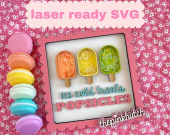 Popsicle Treats Shaker Sign Summer Kitchen Tiered Tray Sign SVG Laser Design File Laser Ready Cut File