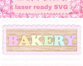 Scalloped Bakery Sign Kitchen Tiered Tray Sign SVG Laser Design File Laser Ready Cut File